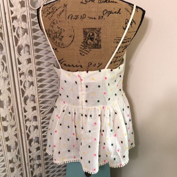 H&M Strappy White V NeckTop Multicolor Dots Sz 10 - Picture 3 of 8